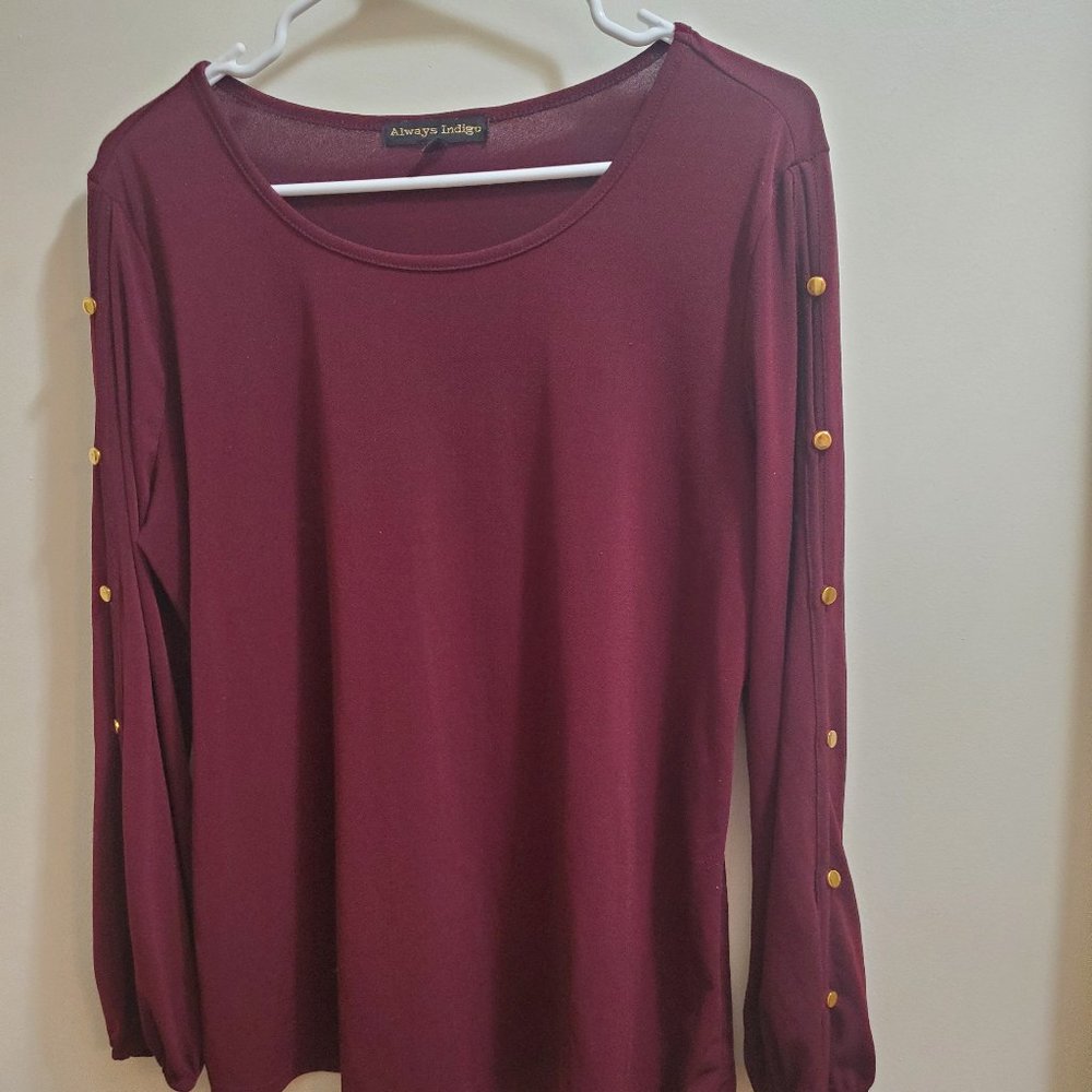 Always Indigo Plum Long Sleeve Blouse
